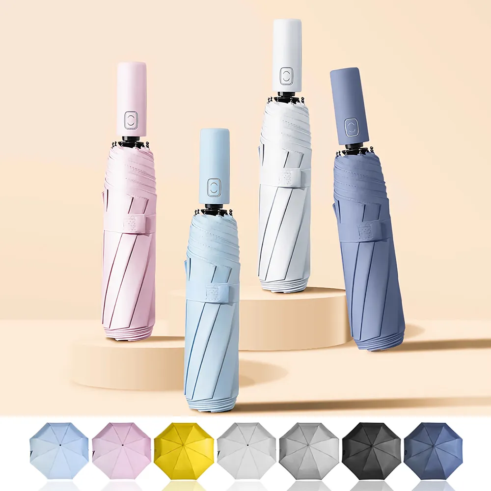 【Coloxy】2入組 輕量超防曬UPF50+自動傘 時尚配色 大傘面晴雨傘(8骨防風/黑膠遮陽抗UV/摺疊傘)