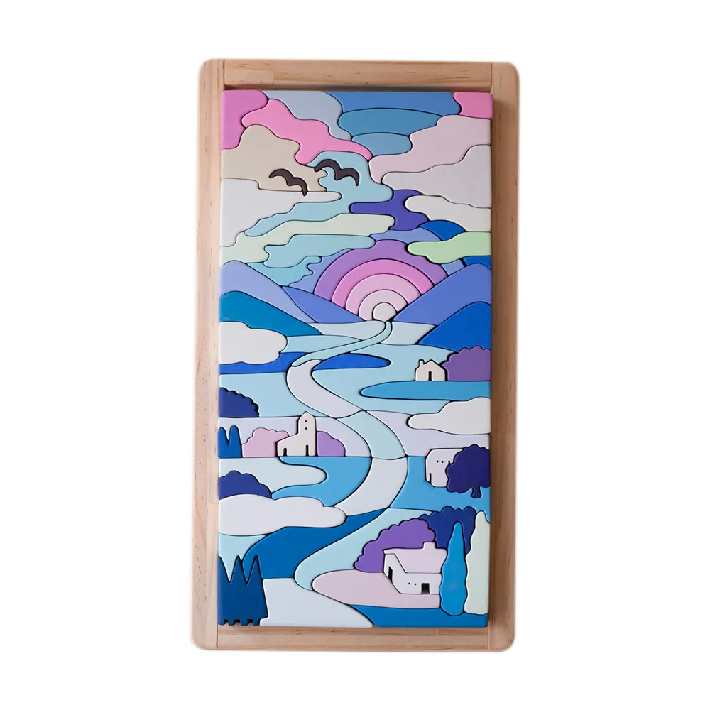 【eguchitoys】日落拼圖(木質立體拼圖/擺飾 禮盒 木製兒童玩具 兒童禮物)