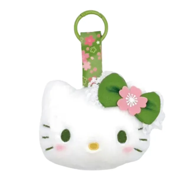 【HELLO KITTY】雙11 Hello Kitty 包包背包吊飾 | 和風粉紅櫻花絨毛大臉 日本境內