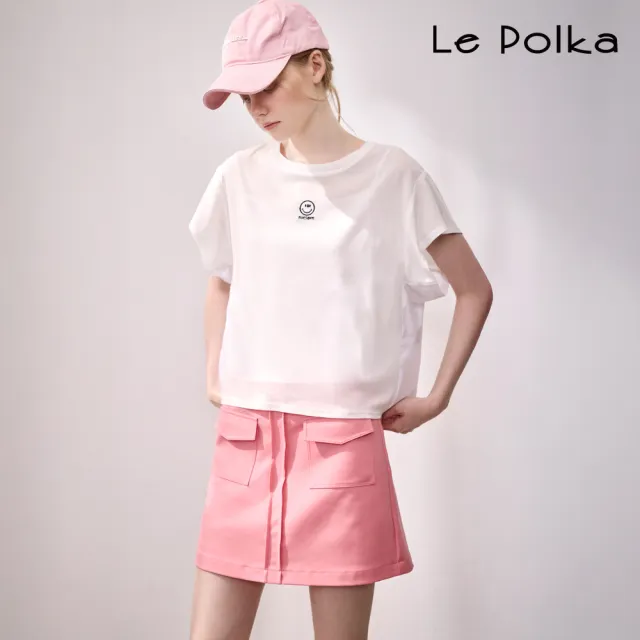 【Le Polka】粉色打褶短褲裙-女