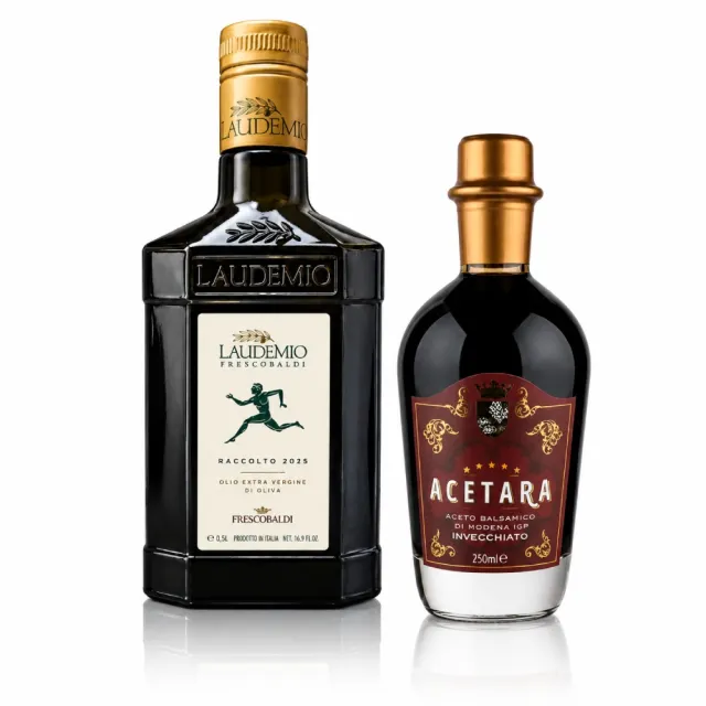 【Laudemio Frescobaldi】特級冷壓初榨橄欖油250ml+Acetara巴薩米克醋五星紅標250ml 油醋組 雙11推薦