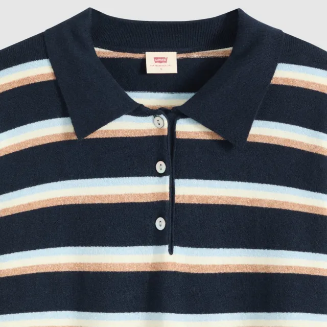 【LEVIS】條紋長袖Polo衫 / 微彈性 女生上衣 人氣新品 007VY-0004