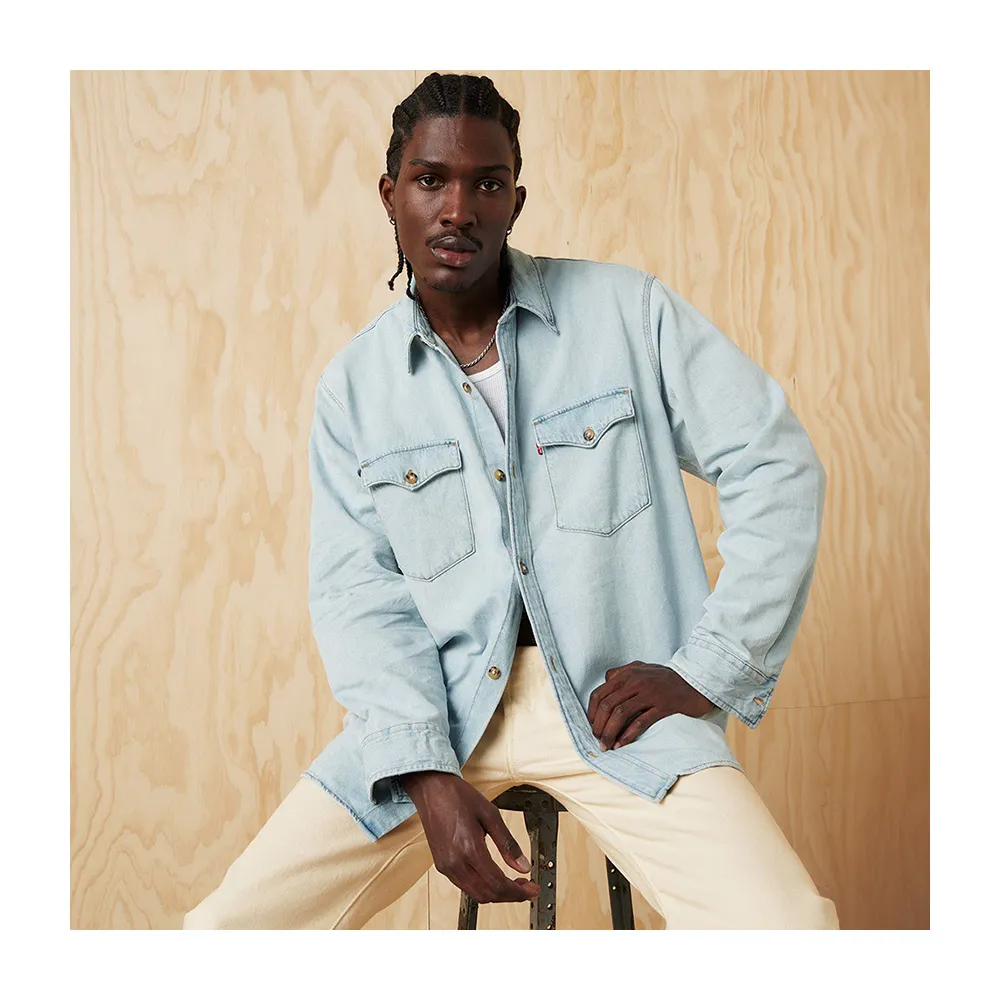【LEVIS】男款 WESTERN寬鬆版型長袖丹寧牛仔襯衫 上衣 熱賣單品 A1919-0015