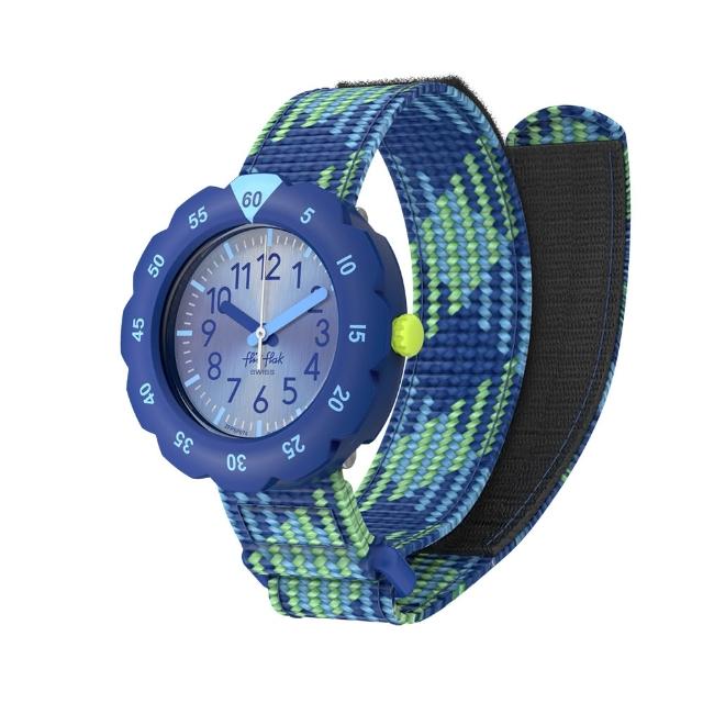 【Flik Flak】兒童手錶 LOOP IN BLUE 兒童禮物/安全防水/瑞士製造 FPSP074(34.75mm)