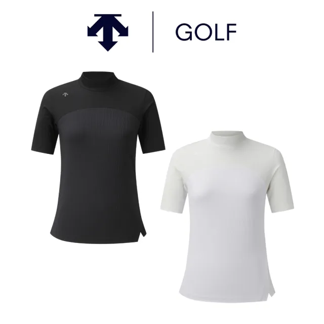 【DESCENTE】GOLF 迪桑特 MOCK-NECK RIBBED 女款 高爾夫高領短袖上衣 短袖T恤 運動上衣(兩色任選)