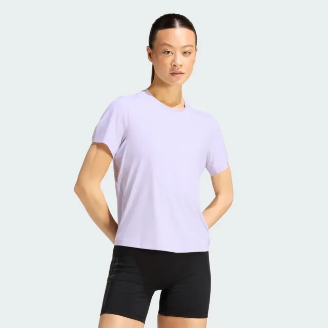 【adidas 愛迪達】短袖上衣 女 訓練 涼感 透氣 亞規 PL ESS R TEE 紫 KV6943