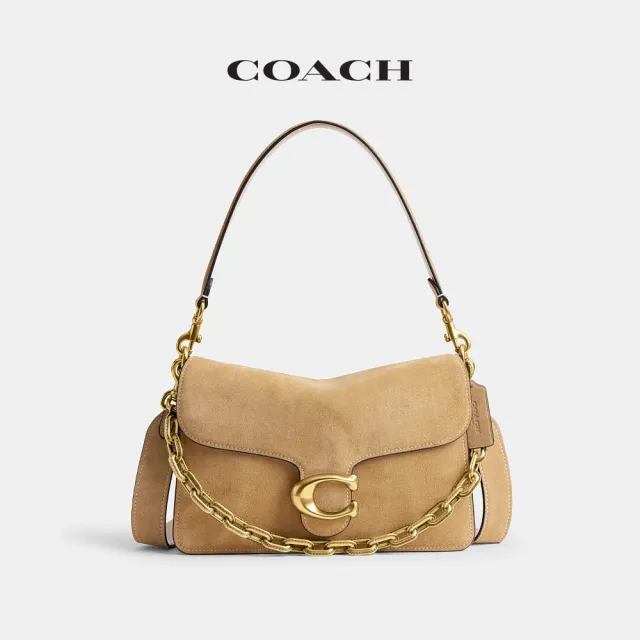 【COACH】蔻馳官方直營 CHAIN TABBY 鏈條單肩手袋 單肩包 肩背包-B4/沙黃色(CAN13)