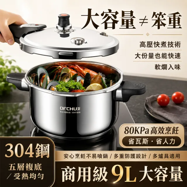 【Felsted 菲仕德】商用壓力鍋 304不鏽鋼壓力鍋 家用加厚壓力鍋 安全防爆 80KPa高壓快煮 電磁爐瓦斯爐通用