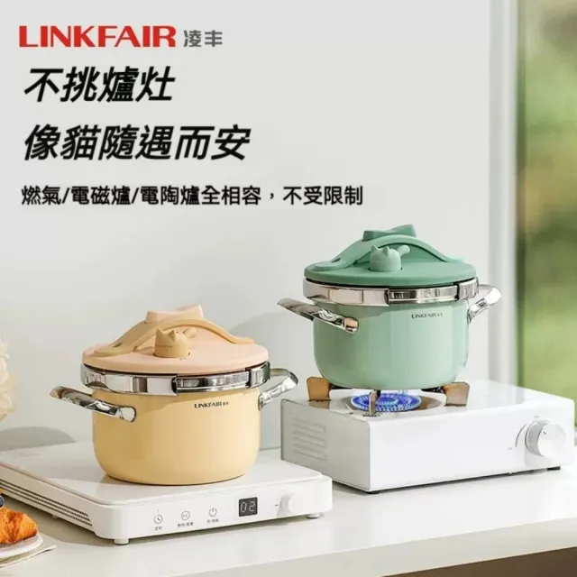 LINKFAIR 壓力鍋 304高壓鍋 迷你防爆壓力鍋（10重安全保護 微調彈簧閥 單手開蓋守護美甲）