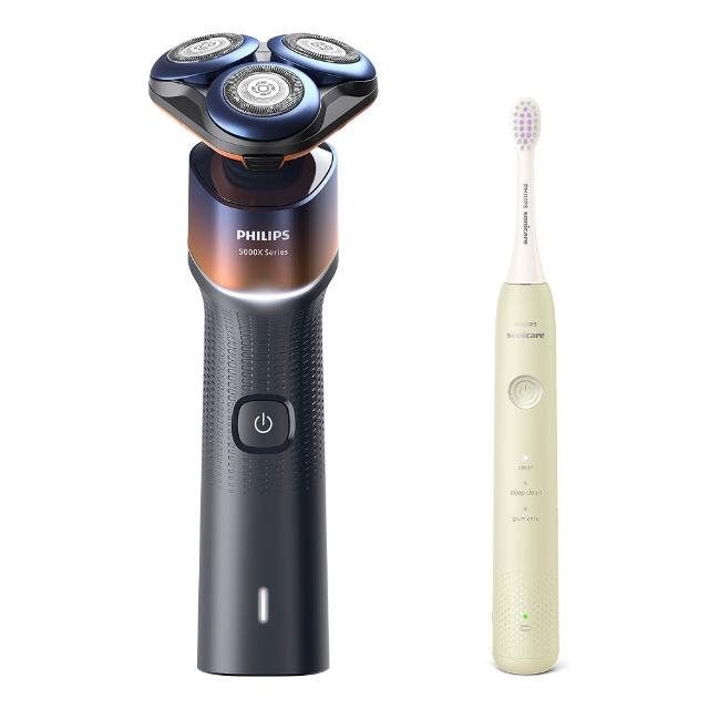 【Philips 飛利浦】momo獨家 X5012 X系列電鬍刀+HX2411音波牙刷 (AI護膚/官方直營)