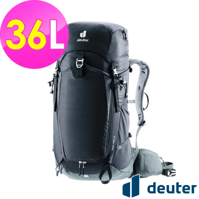 【deuter】TRAIL PRO輕量拔熱透氣背包36L(3441324黑/戶外休閒/健行包/登山包)