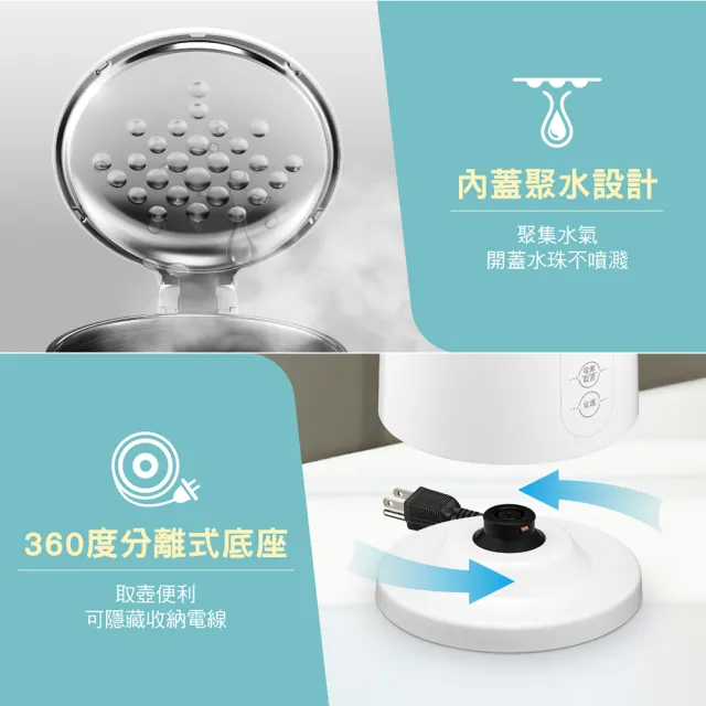 【CHIMEI 奇美】1.5L智能溫控不鏽鋼快煮壺-簡單白設計 (KT-A5MPT6)