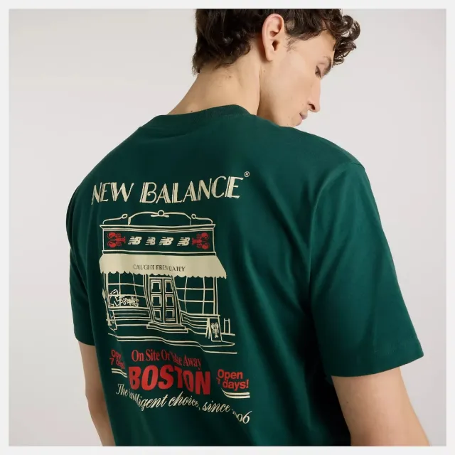 【NEW BALANCE】NB 短袖上衣 男 綠 MT62S7YPNOG