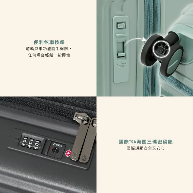 【金安德森】24吋 一鍵煞車 對開式頂規Hinomoto日乃本輪Latitude擴充型行李箱(多色任選)