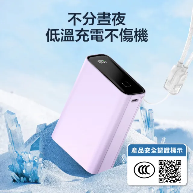 D080P 20000mah數顯行動電源(22.5W Type-C雙向快充 LED數位電量顯示 附掛繩充電線)