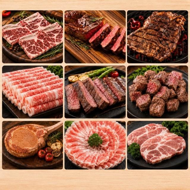 【海肉管家】霸氣牛豬烤肉套餐組合(9件組_約3-5人份 加贈保冷袋)中秋烤肉組.中秋BBQ首選.露營烤肉