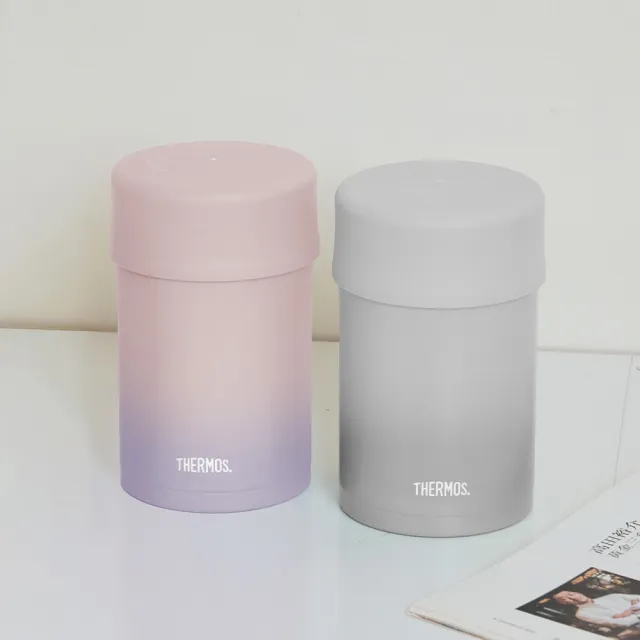 【THERMOS 膳魔師】買1送1_漸層不鏽鋼真空食物燜燒罐保溫杯500ml(JBN-502)