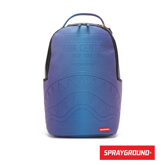 【SPRAYGROUND】簡約壓紋鋸齒鯊大容量後背包(藍色)