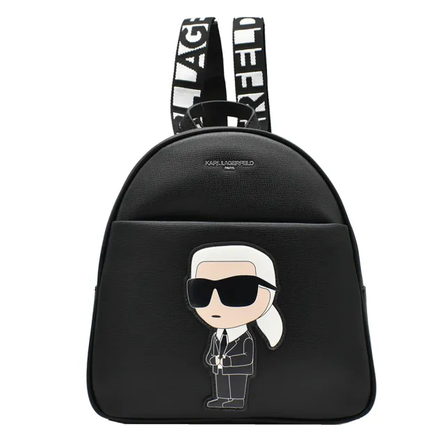 【KARL LAGERFELD 卡爾】卡爾老佛爺人像拉鍊後背包