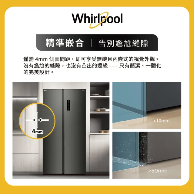 【Whirlpool 惠而浦】家電快配610L一級能效變頻對開冰箱(WF2X610NBTW)