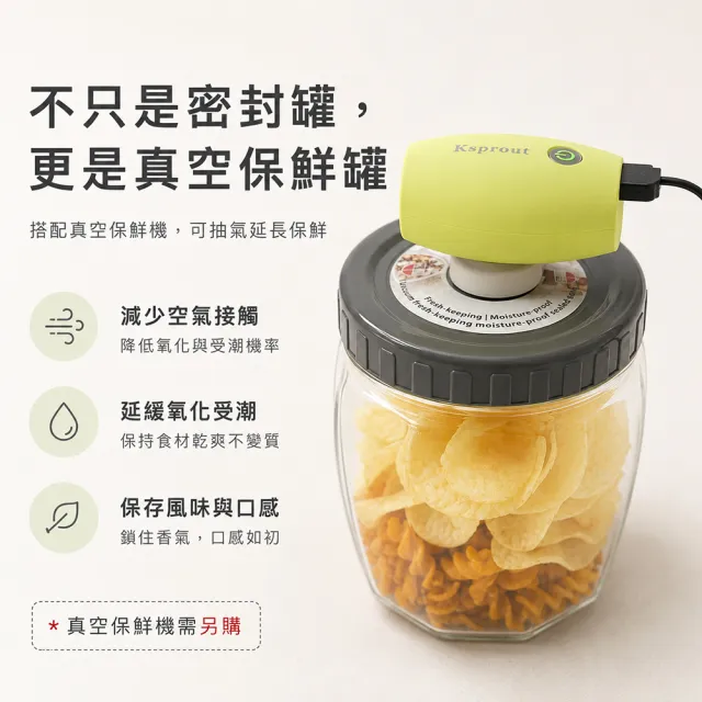 【3Well】玻璃密封罐2入組 可升級真空保存(日常密封收納 搭配真空機更鎖鮮 真空罐 保鮮罐 堅果罐)
