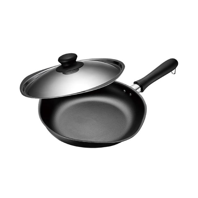【IUSE】日本製 柳宗理 雙網紋單手鐵鍋25cm/附不鏽鋼蓋(IH適用)