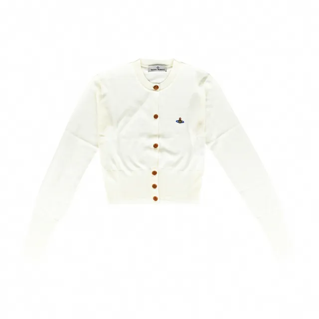 【Vivienne Westwood】Vivienne Westwood羊毛絲混紡短版針織外套(女/奶油白)