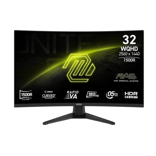 【MSI 微星】雷蛇白色有線電競滑鼠組★MAG 321CQF E18 32型 VA 180Hz 2K 曲面電競螢幕(1500R/AdaptiveSync/