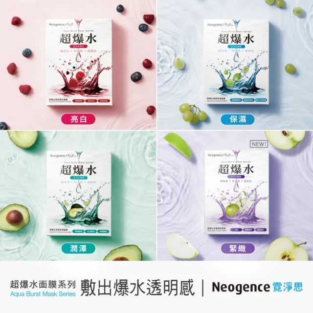【Neogence 霓淨思】超爆水面膜5片/盒(清爽保濕/潤澤保濕/透亮煥白/青春緊緻/彈潤保濕/喚光保濕)