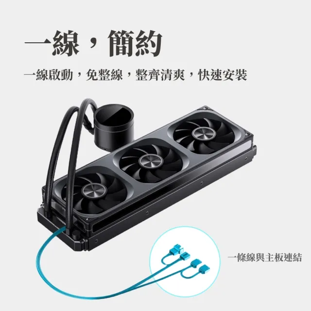 【JONSBO 喬思伯】TH360 全幅式無限鏡一體扇液晶水冷 黑/白 TDP:300W 5年保(高彩液晶/漏液賠償)