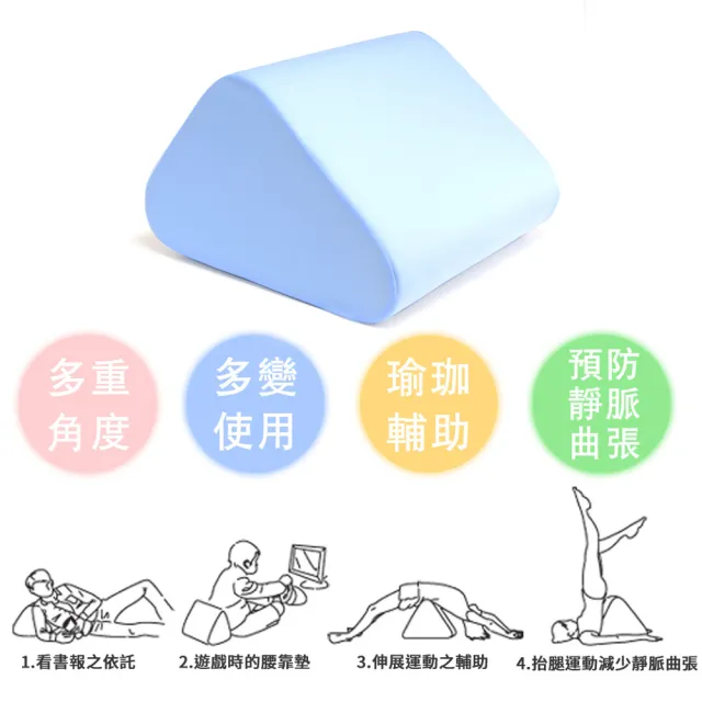 【LooCa】吸濕排汗萬用三角靠墊(藍)