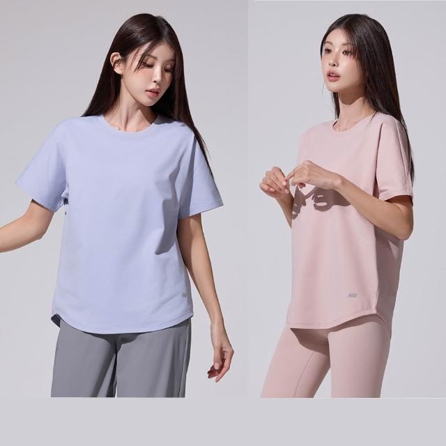 【STL】現貨 韓國瑜伽 CottonTouch 圓弧 半蓋臀 涼感 彈性 快乾 女 運動 機能 短袖 上衣(多色)