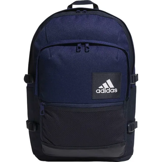 【adidas 愛迪達】後背包 運動包 書包 旅行包 大容量 雙層 ESS MULTI P BP 藍 JF0753