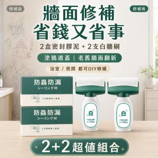 【寶媽咪】台灣草本防黴白牆刷2入贈封膠泥(先補縫再粉刷/無甲醛/防黴不泛黃/漏水封管全搞定)