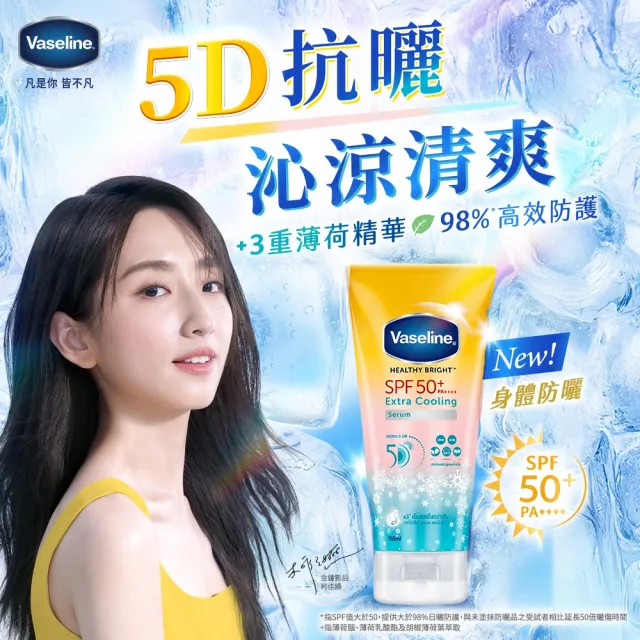 【Vaseline 凡士林】官方直營 5D極護水感/涼感輕透防曬乳(170ML/155ml 身體防曬)