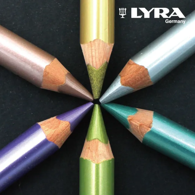 【LYRA】三角金屬彩色鉛筆(6色)｜色鉛筆 手帳筆 金屬色 特殊色 粗三角 油性色鉛筆