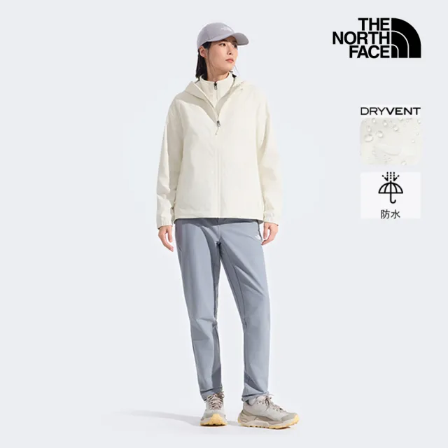 【The North Face】北面女款米白色DRYVENT防水衝鋒衣｜8EYGQLI(外套)