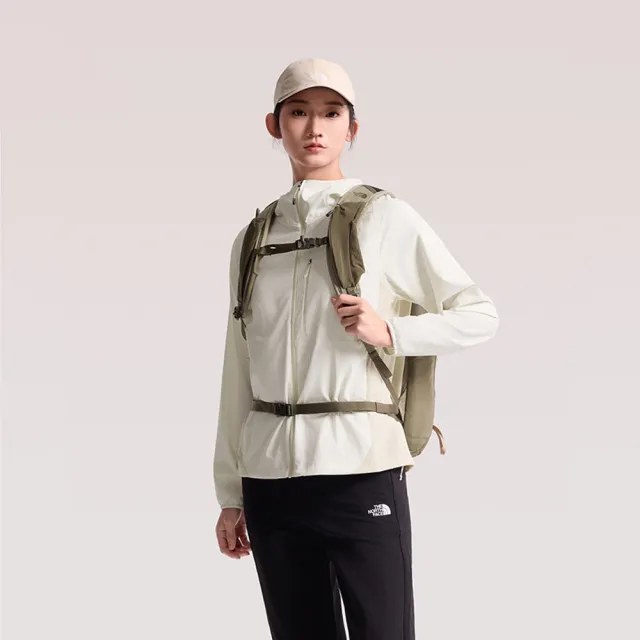 【The North Face】北面女款米色FLASHDRY速乾防曬可打包連帽外套|8HRBJN5