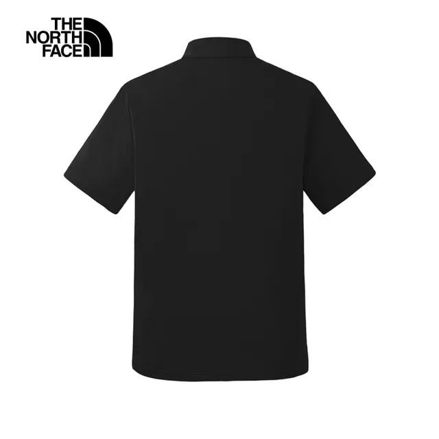 【The North Face】北面男款黑色吸濕排汗POLO衫短袖｜8EY5JK3(排汗衫)