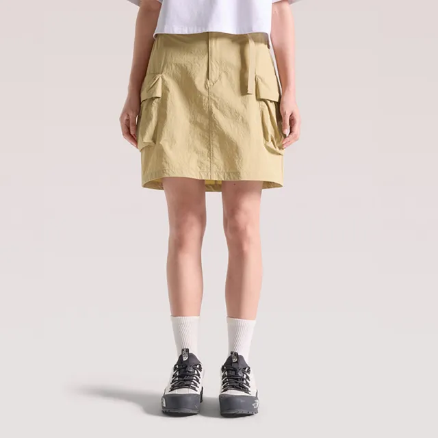 【The North Face】北面女款卡其色WINDWALL防風附腰帶短裙｜8C10LK5