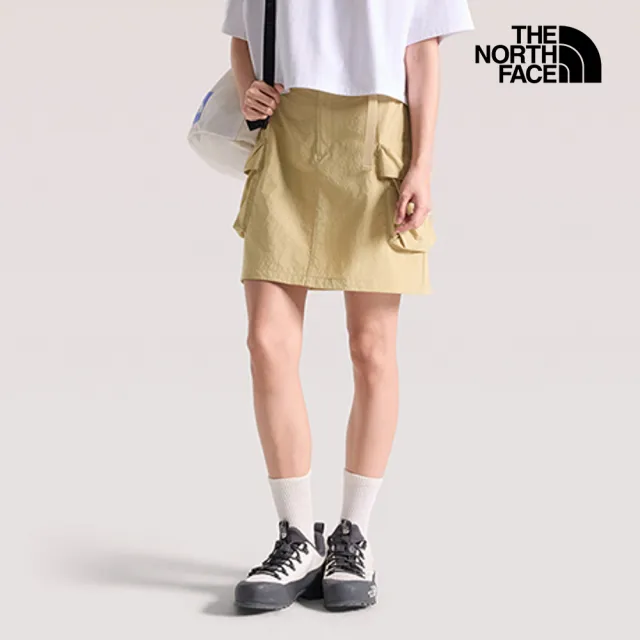 【The North Face】北面女款卡其色WINDWALL防風附腰帶短裙|8C10LK5