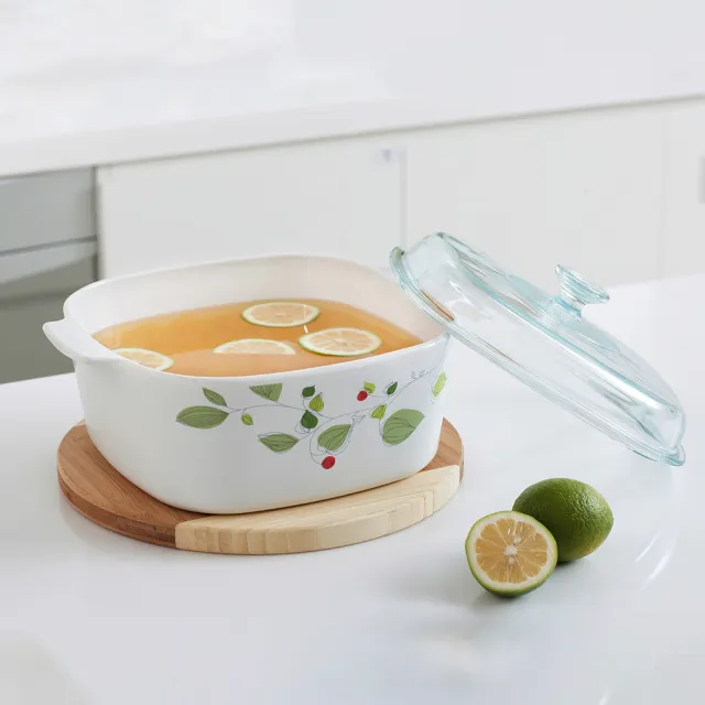 【CorelleBrands 康寧餐具】2.25L圓型康寧鍋(多花色可選)