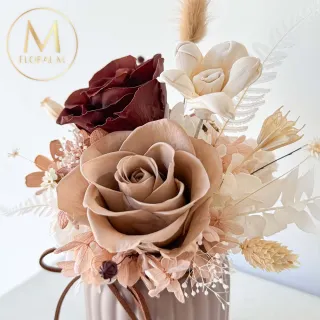 【Floral M】Maple楓糖卡布奇諾永生花禮贈香氛油(乾燥花/永生花/情人節花禮/升遷禮物/生日禮物/開幕花禮)