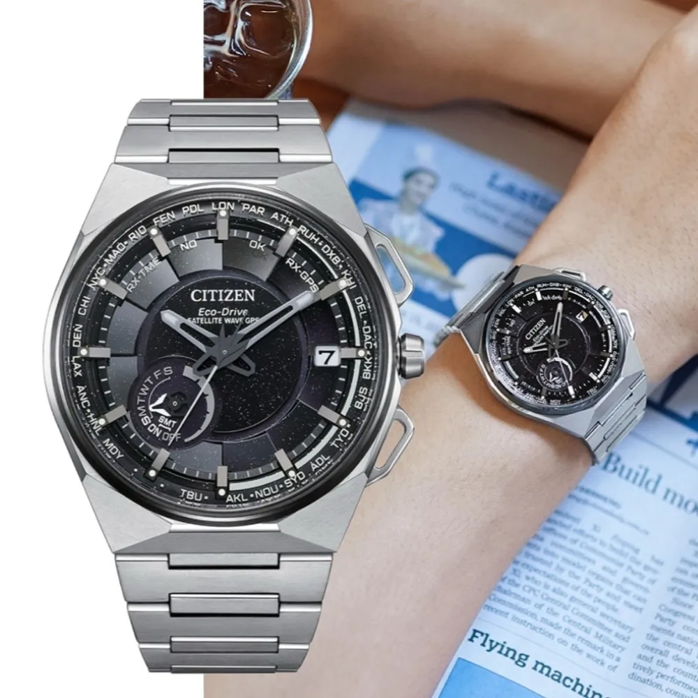 【CITIZEN 星辰】GENTS 限量週年紀念款 超級鈦 光動能GPS衛星對時腕錶-黑45.4mm(CC3097-52E)