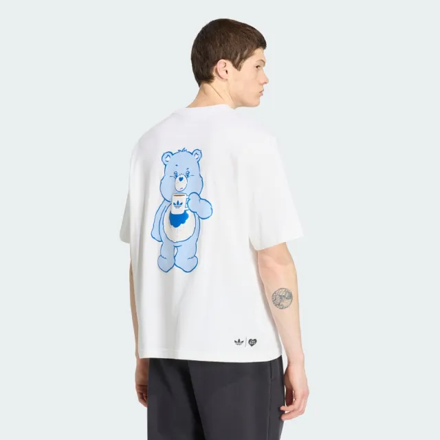 【adidas 愛迪達】CARE BEARS 短袖上衣(IA4538 男款ORIGINALS休閒T恤 Oversize版型 彩虹熊 白色脾氣熊)