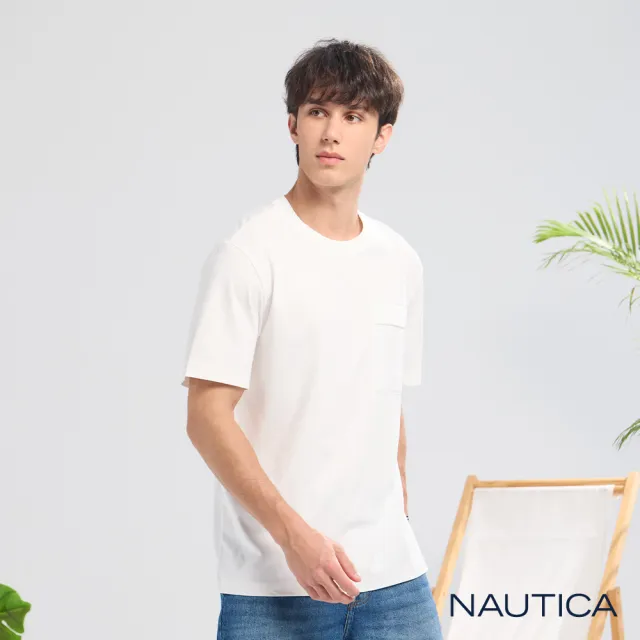 【NAUTICA】官方旗艦 男裝 男裝 質感工裝口袋短袖涼感T恤-白色