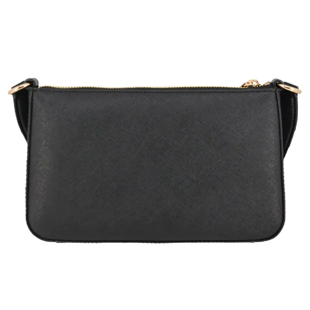 【Michael Kors】JET SET TRAVEL系列 防刮皮革 金字LOGO 寬背帶 三合一 斜背包 麻將包(經典黑)