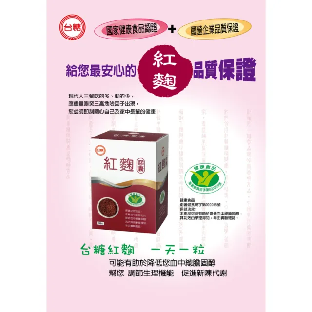 【台糖生技】紅麴膠囊(60粒x3盒)(8451)