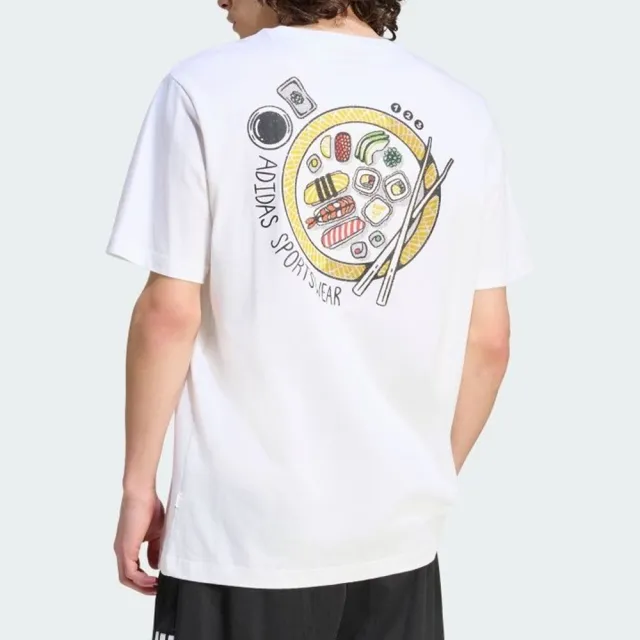 【adidas 愛迪達】M Sushi T 男款 白色 壽司 印花 T恤 運動 休閒 短袖 KS5077
