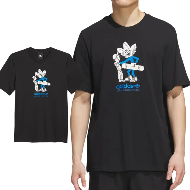 【adidas 愛迪達】Fsbs Push Tee 男款 黑色 插畫 印花 T恤 運動 休閒 短袖 KR2406